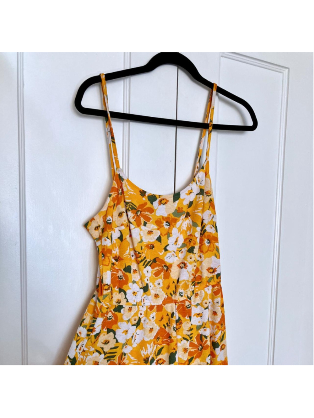 Vibrant H&M Orange Floral Print Romper | Summer Playsuit with Pockets (SMALL)